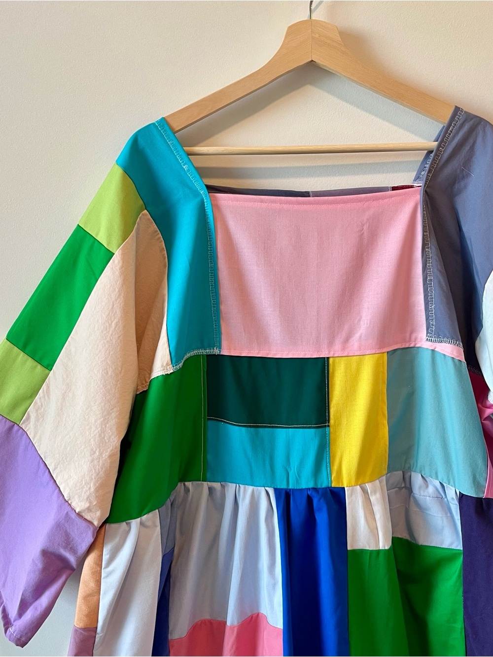 Handmade Quilted Patchwork Colorblock Dress SKU 06151 - Picture 13 of 15